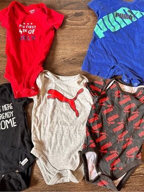 Baby boy clothes puma romper 3-6 months lot of 5 July 4th